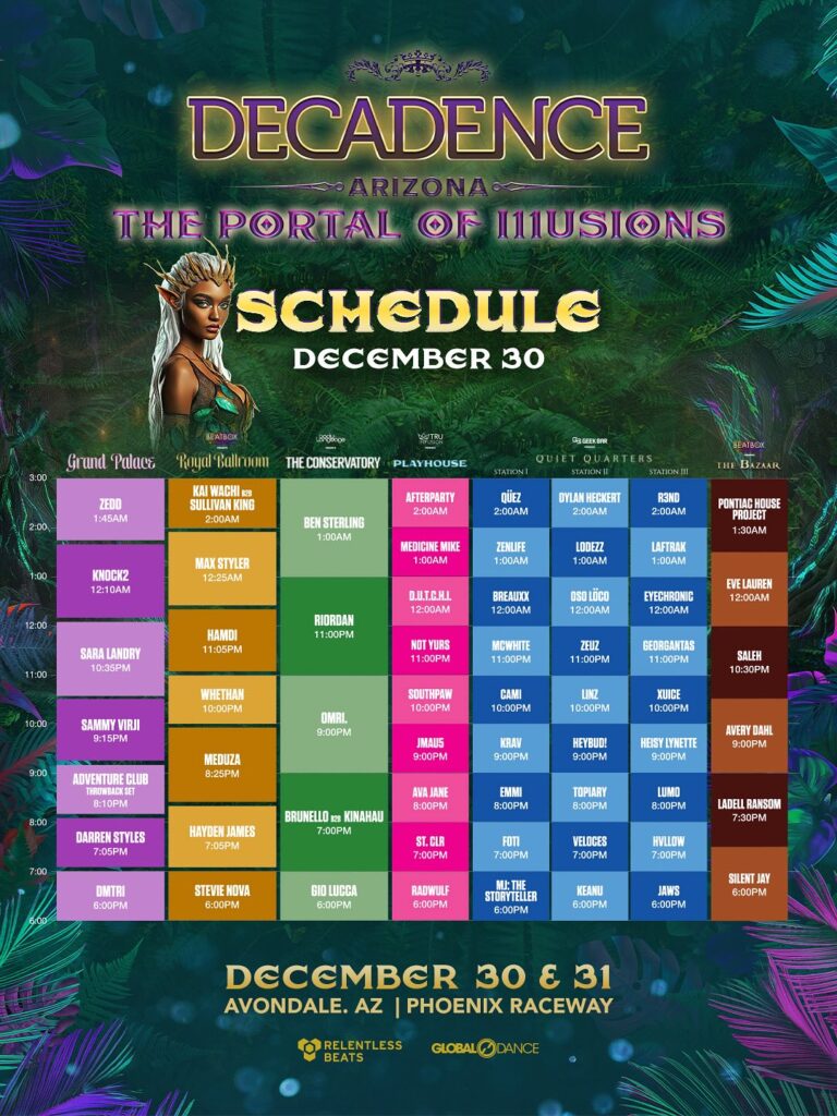 Decadence Arizona 2025 Set Times