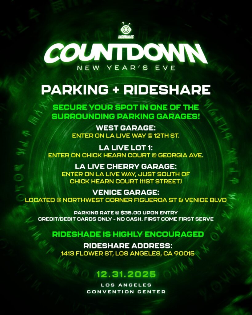 Countdown NYE 2025 – Parking, Rideshare, and Metro Information