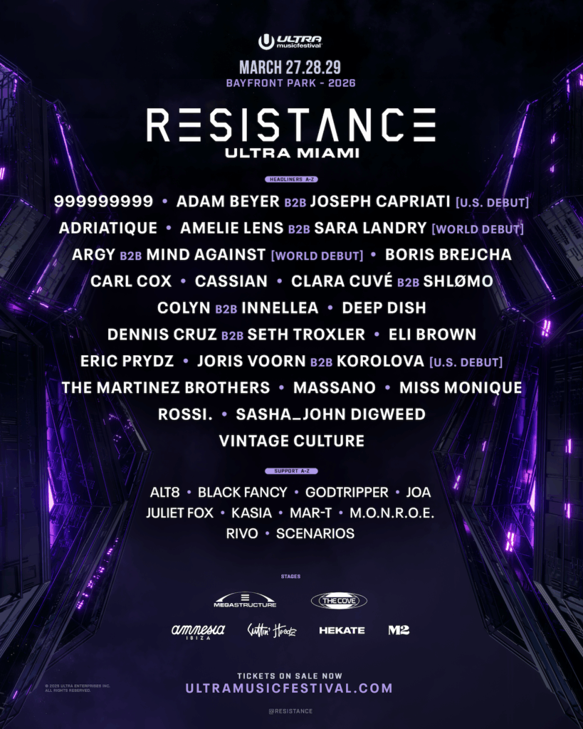 Ultra Music Festival 2026 - RESISTANCE Miami Lineup