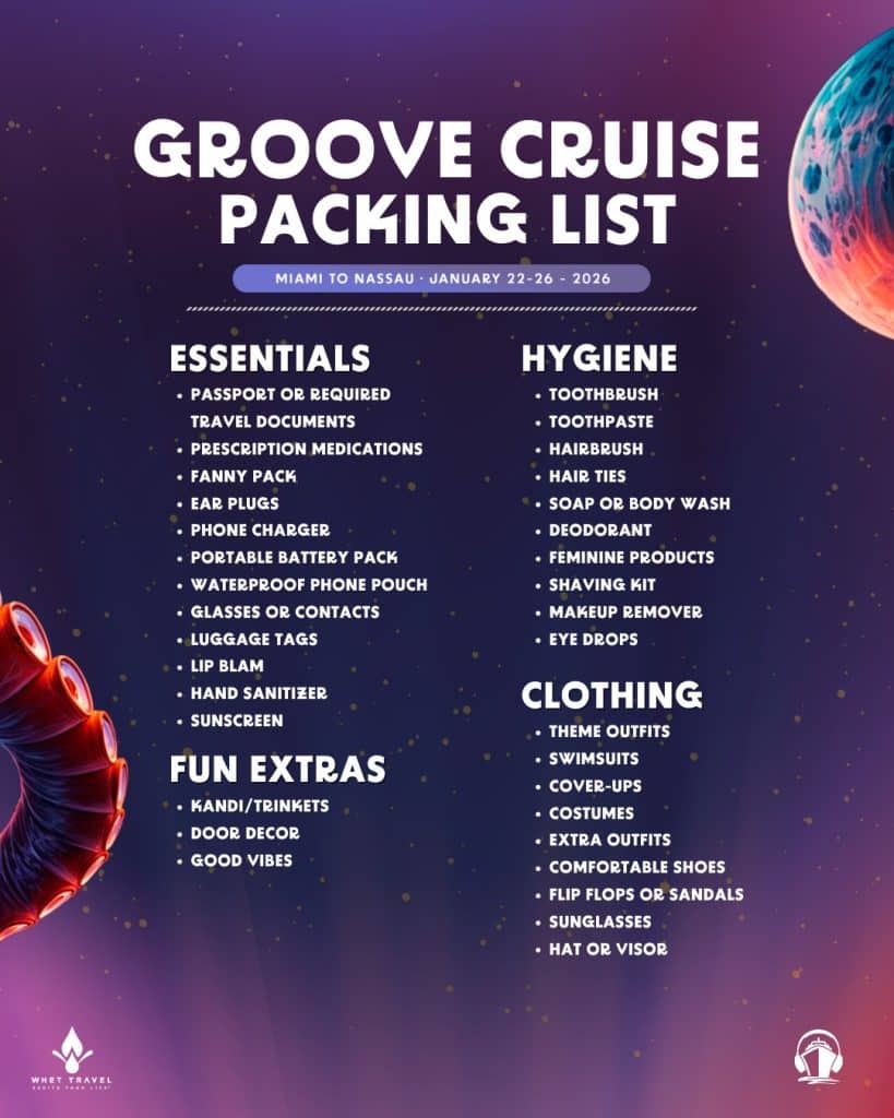 Groove Cruise Miami 2026 - Packing List