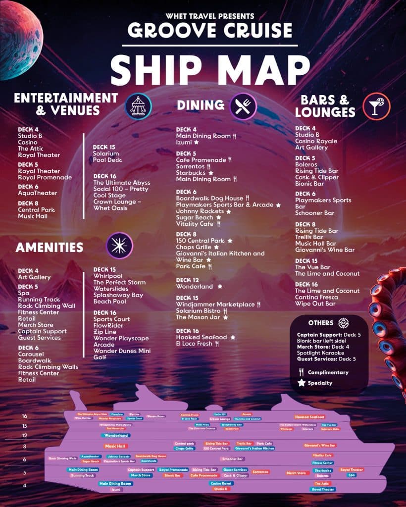 Groove Cruise Miami 2026 Ship Map