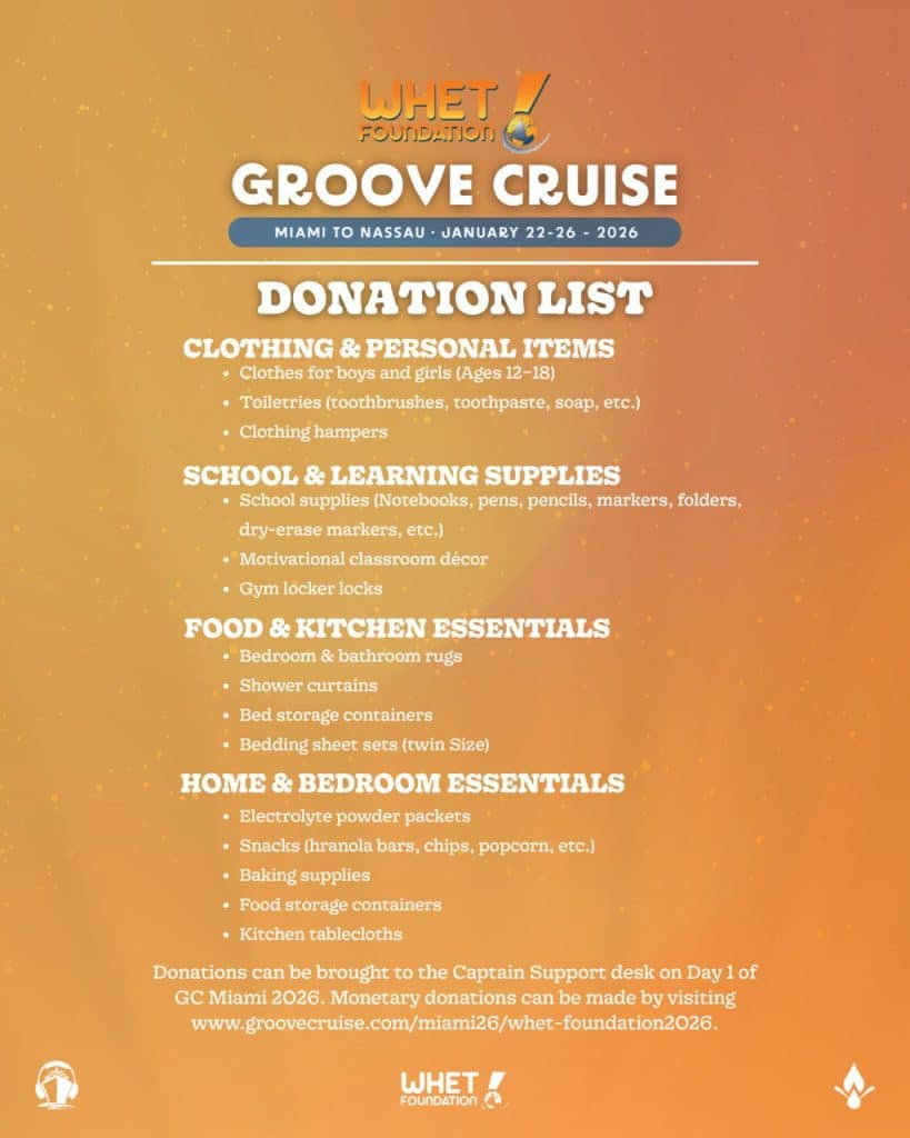 Groove Cruise Miami 2026 - Donation Item List
