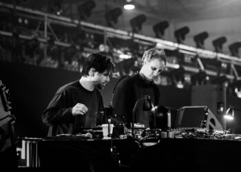 Skrillex b2b Four Text at Pier 80 Warehouse 2025