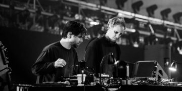 Skrillex b2b Four Text at Pier 80 Warehouse 2025