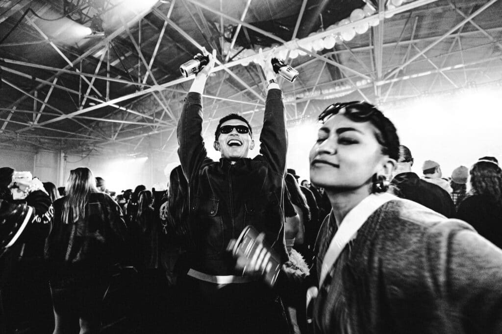 Skrillex b2b Four Text at Pier 80 Warehouse 2025