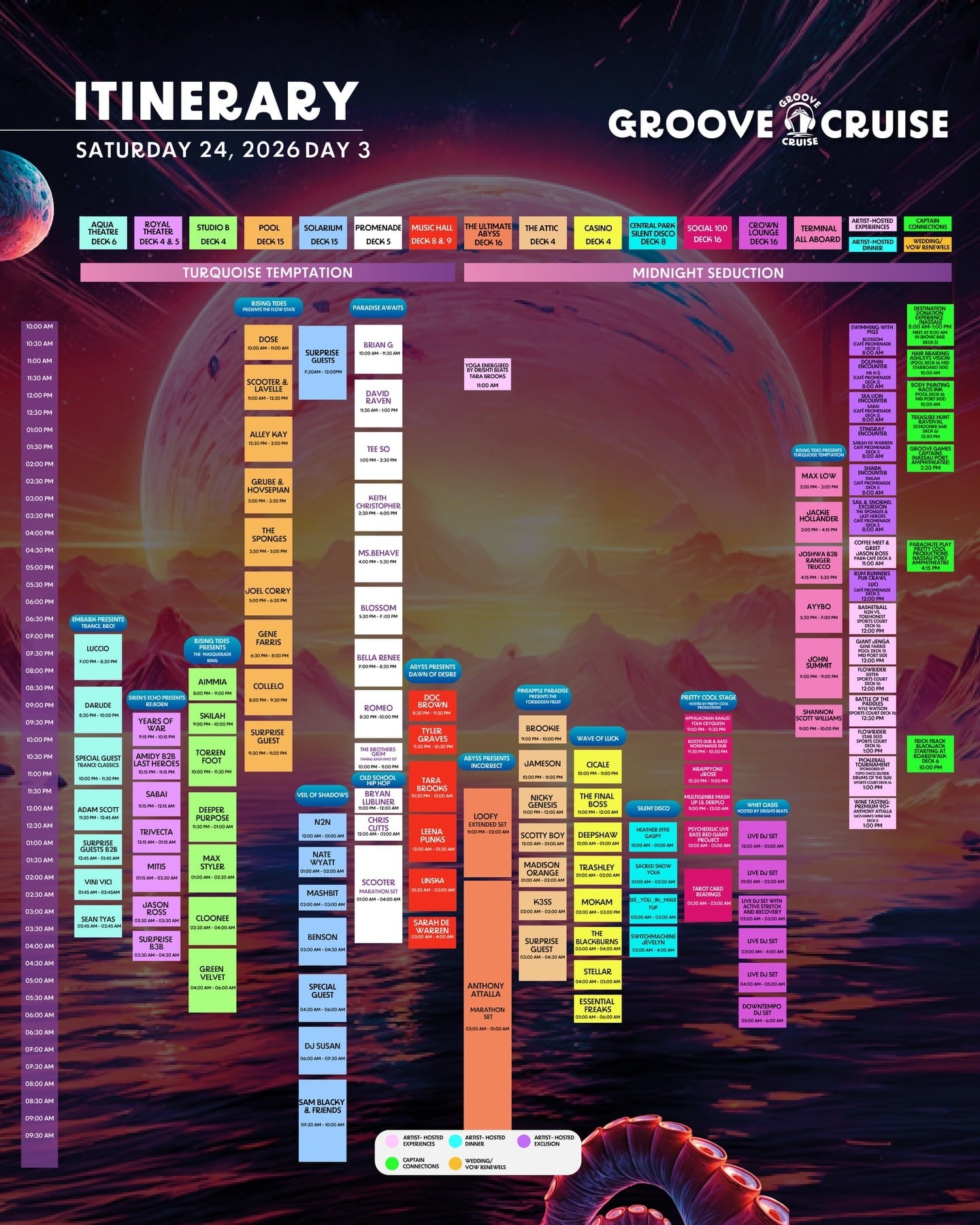 Groove Cruise Miami 2026 - Set Times Saturday