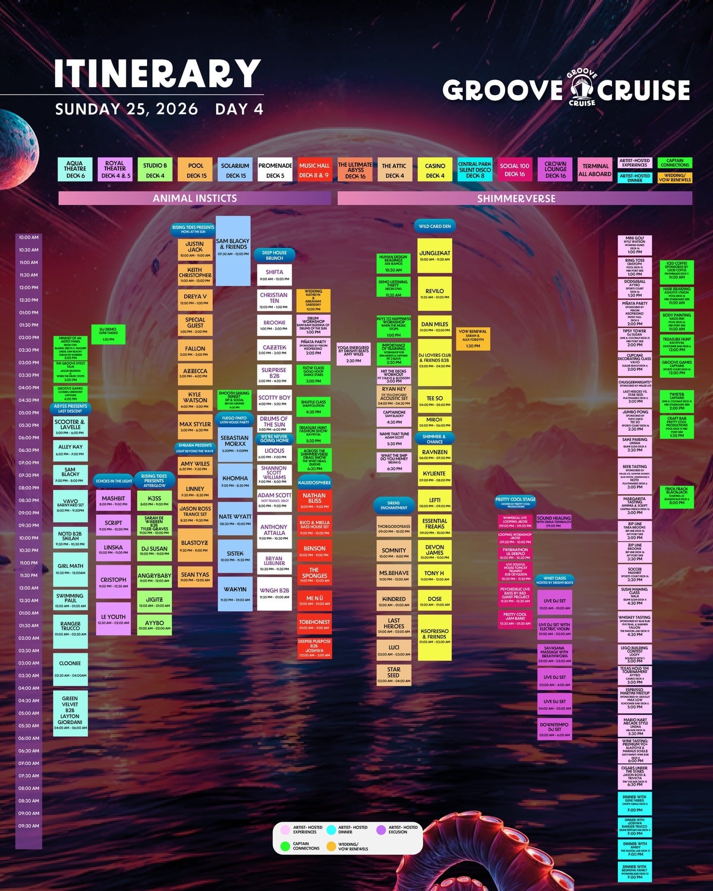 Groove Cruise Miami 2026 - Set Times Sunday