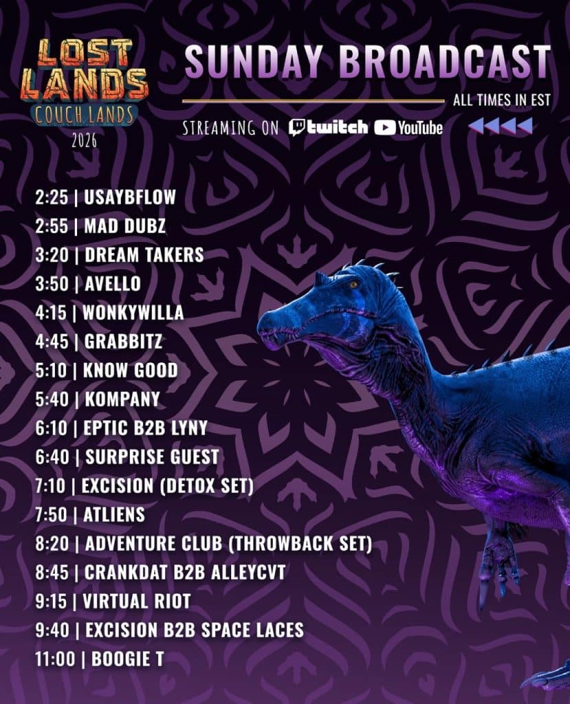 Lost Lands’ Couch Lands 2026 - Schedule Sunday